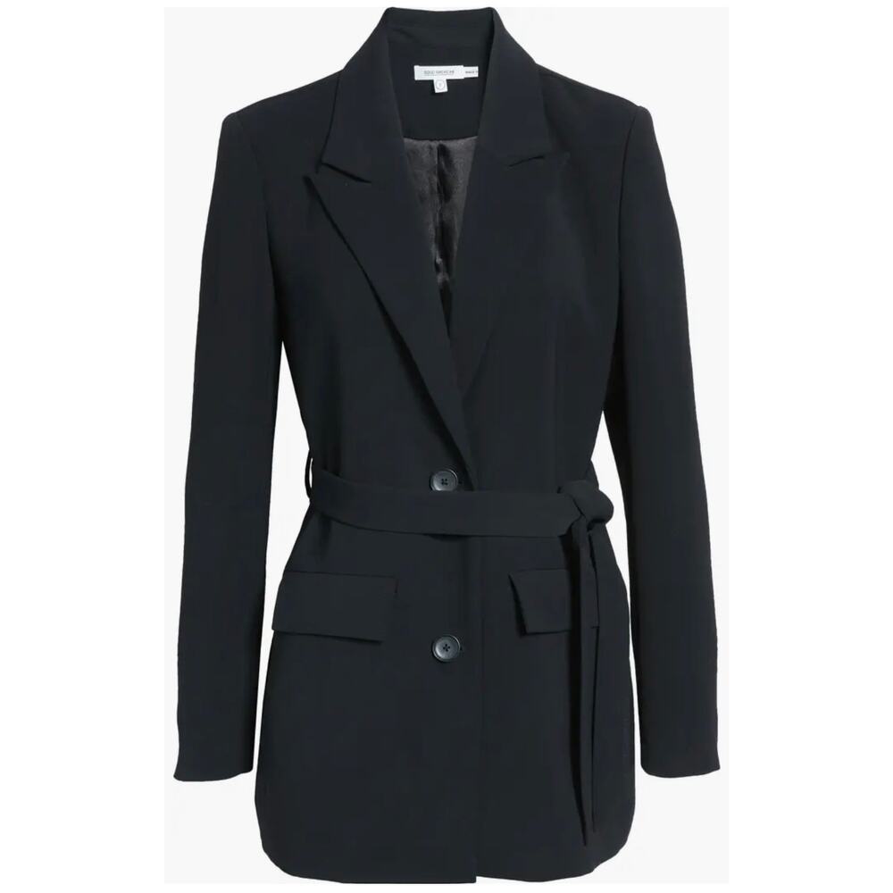 Good American Belted Trench Blazer Jacket Black Coat Size Medium - Picture 2 of 15